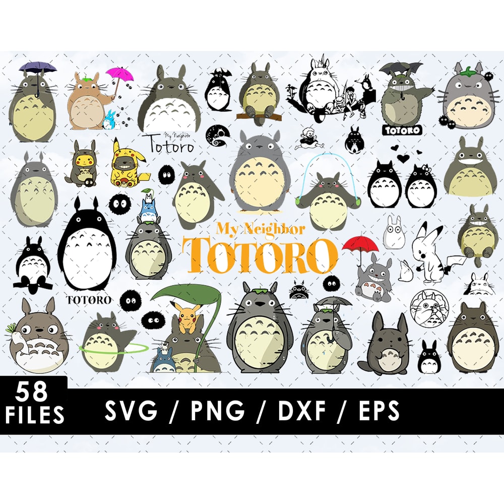 My Neighbor Totoro Svg Files, Neighbor Totoro Png Files, Vector Png Images, SVG Cut File for Cricut, Clipart Bundle Pack