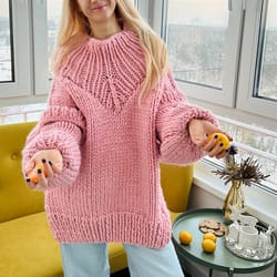 turtle rolled neck sweater, oversized poncho style sweater, fluffy handmade sweater, hand knit sweater, green wool