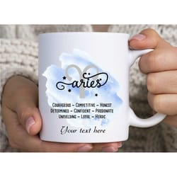 aries traits coffee mug / march april birthday gift / personalized zodiac gift for aries