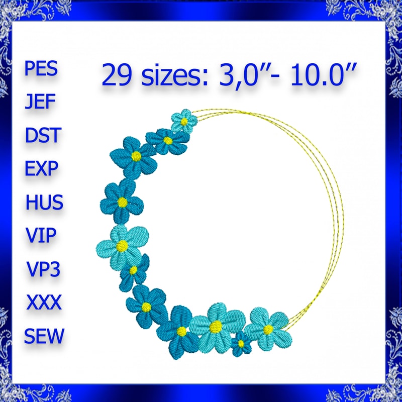 Flower Frame Embroidery Floral Wreath Frame Embroidery Wreath Floral Monogram Frame Embroidery Roun 0