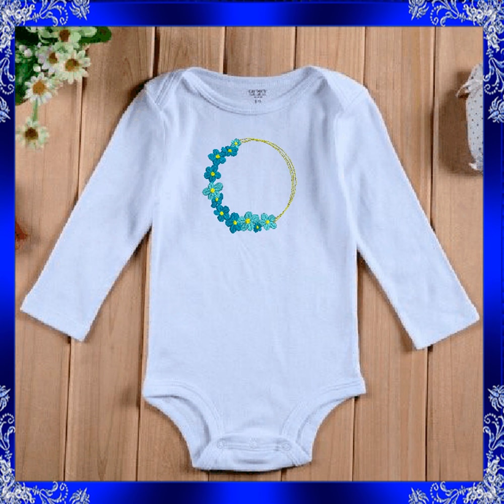 Flower Frame Embroidery Floral Wreath Frame Embroidery Wreath Floral Monogram Frame Embroidery Roun 3