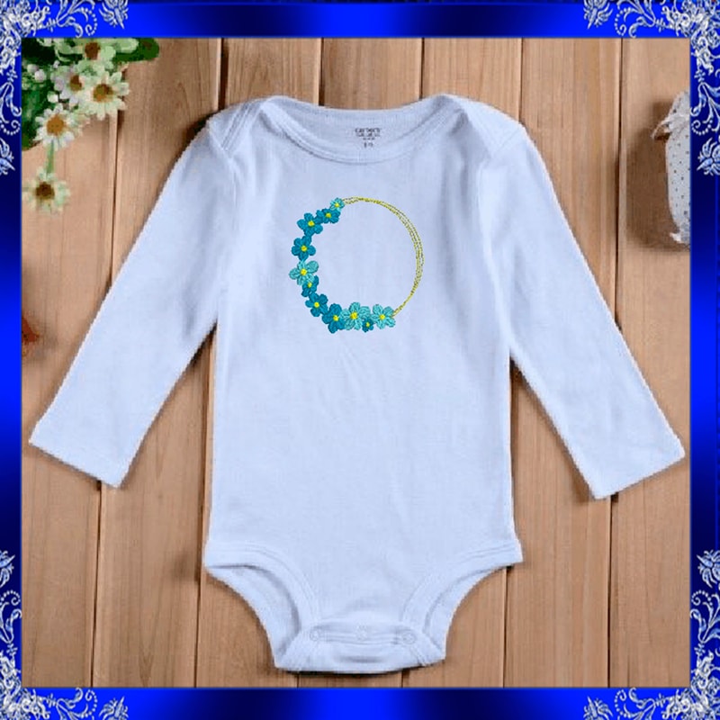 Flower Frame Embroidery Floral Wreath Frame Embroidery Wreath Floral Monogram Frame Embroidery Roun 3