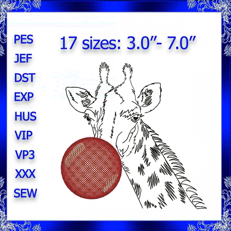 Giraffe With Bubble Gum Machine Embroidery Design Giraffe Machine Embroidery Design Animal Bubble G 0