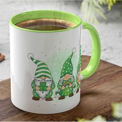 st patricks day gnome mug 11oz gnomes mugs leprechaun mugs shamrock rainbow lucky clover swedish tomte mug green graphic