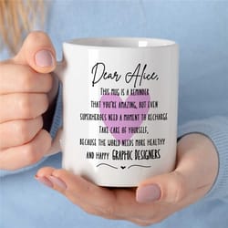 personalized positive affirmation mug for graphic designer, custom artist birthday, coworker, office mug, creative profe