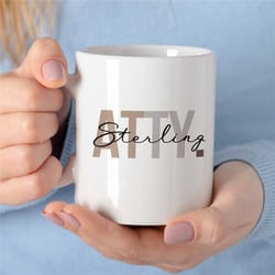 personalized 'atty.' mug, custom gift for attorneys, appreciation, coworker birthday, mom/dad, men/women, abbreviation,
