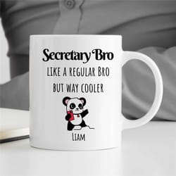 custom 'secretary bro' mug, personalized panda gift for assistant, coworker birthday, receptionist, work anniversary, te