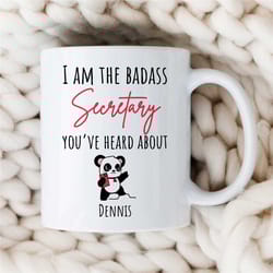 custom panda secretary mug, personalized gift for assistant, coworker birthday, receptionist, work anniversary, thank yo