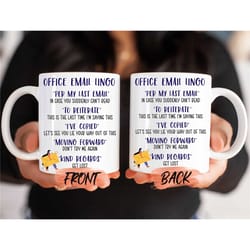 corporate email lingo mug, office humor mug for coworkers christmas gift, funny coworker gift, funny coworker mug for me