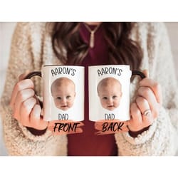 custom baby face photo mug, personalized baby photo mug for papa fathers day gift, mug with baby face, baby face mug for