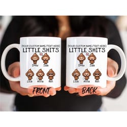 dads little shits mug, funny fathers day mug gift from daughter or son, funny poop mug for daddy fathers day, poop mug,
