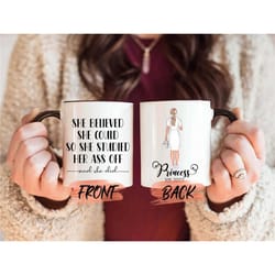 personalized nurse mug custom gift, she believed she could so she studied for nurse graduation, cna gift, peds gift, fnp