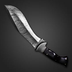 damascus steel kukri knife, hunting knife, camping knife, survival knife, bushcraft viking knife