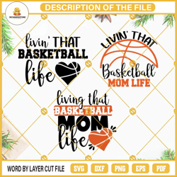 basketball mom svg, livin that basketball life svg, livin that basketball mom life svg, basketball svg bundle