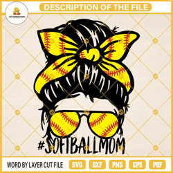 softball mom svg, softball svg clipart, messy bun softball svg, softball mom life svg