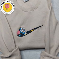 nike x doraemon anime embroidered sweatshirt, anime embroidered hoodie, inspired anime embroidered crewneck, anime embro