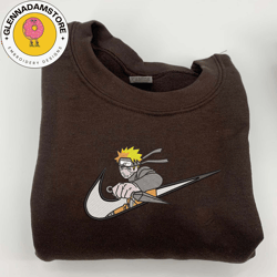 nike x naruto embroidered sweatshirt, anime character embroidered sweatshirt, custom anime embroidered crewneck, anime g
