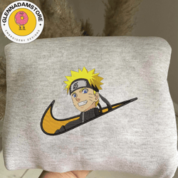 nike x naruto embroidered sweatshirt, inspired anime embroidered sweatshirt, anime embroidered crewneck, anime embroider