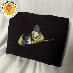 nike x shikamaru embroidered sweatshirt, naruto anime embroidered sweatshirt, custom anime embroidered crewneck, embroid