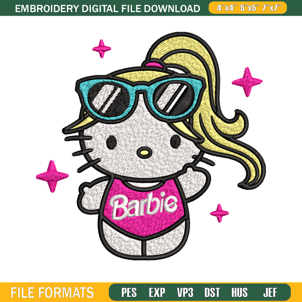 Barbie Hellokitty Embroidery design, Barbie girl Embroidery, logo design, logo shirt, Embroidery File, Digital download..jpg