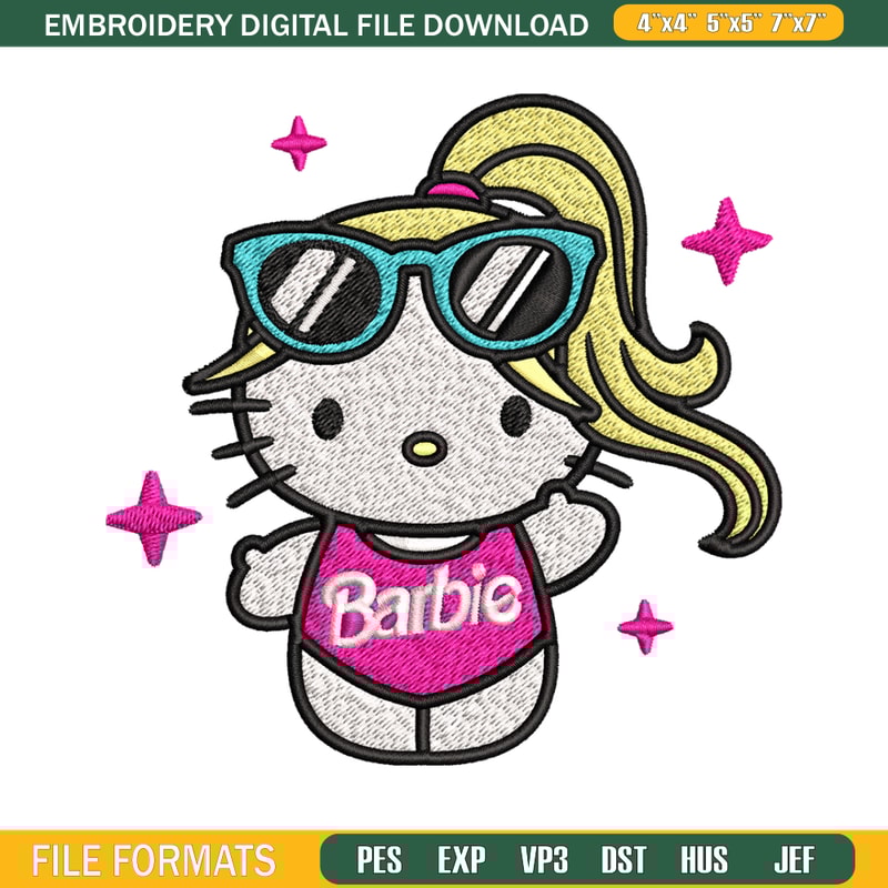 Barbie Hellokitty Embroidery design, Barbie girl Embroidery, logo design, logo shirt, Embroidery File, Digital download..jpg