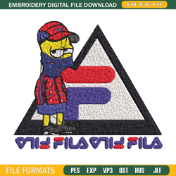 bart simpson fila embroidery design, simpson fila embroidery, logo design, embroidery file, fila log425