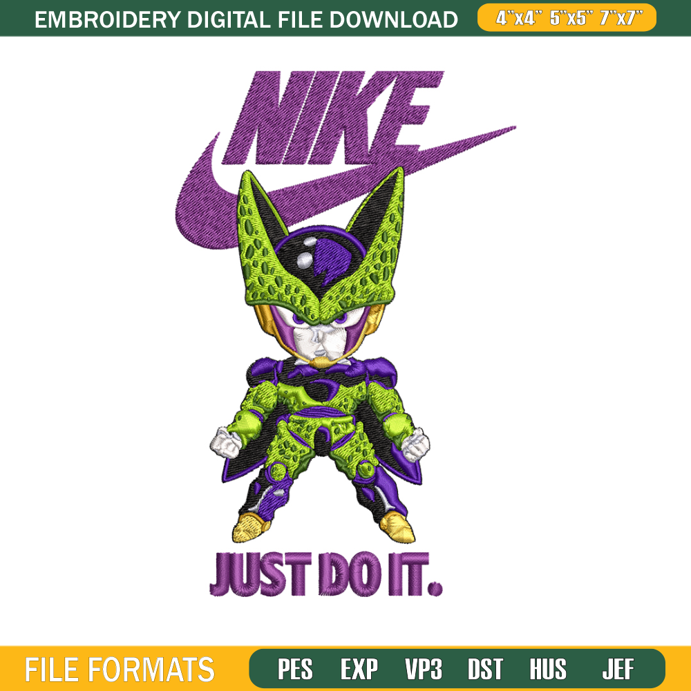 Cell dragon ball Embroidery design, dragon ball Embroidery, Nike design, Embroidery file, anime logo. Instant download. 1.jpg