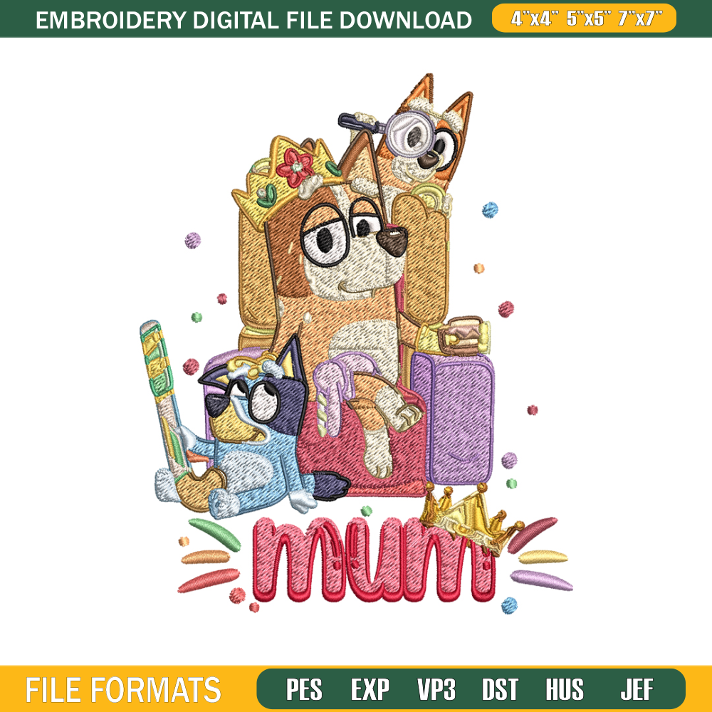 Chilli Heeler Embroidery, Bluey Mum cartoon Embroidery, Embroidery File, cartoon design, cartoon shirt, Digital download.jpg