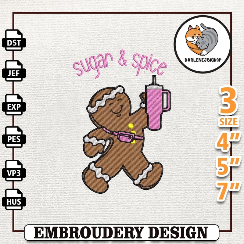 Pink Christmas Bougie Embroidery File, Retro Pink Christmas Gingerbread Embroidery Design, Instant Download.jpg