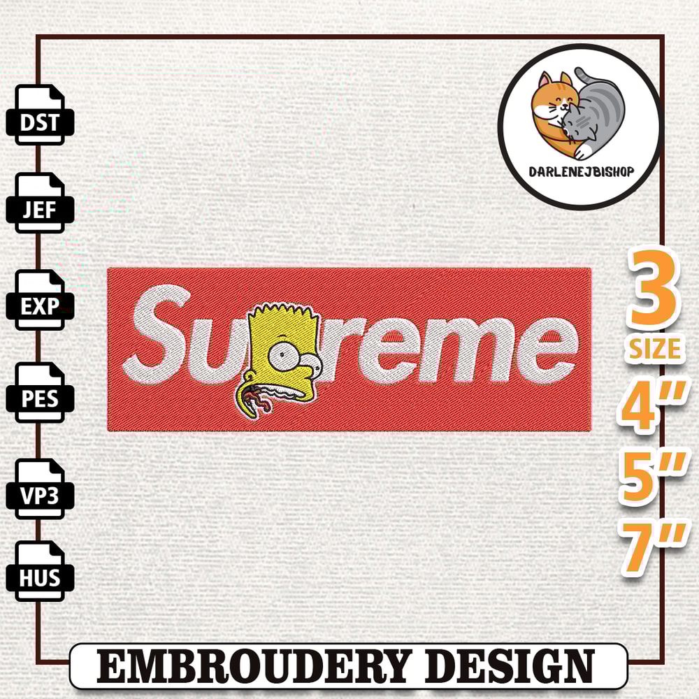 Supreme Bart Simpson Embroidery Design, Brand Embroidery Design, Best Brand Embroidery Designs, Instant Download.jpg