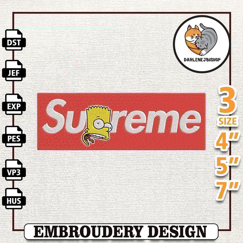 Supreme Bart Simpson Embroidery Design, Brand Embroidery Design, Best Brand Embroidery Designs, Instant Download.jpg