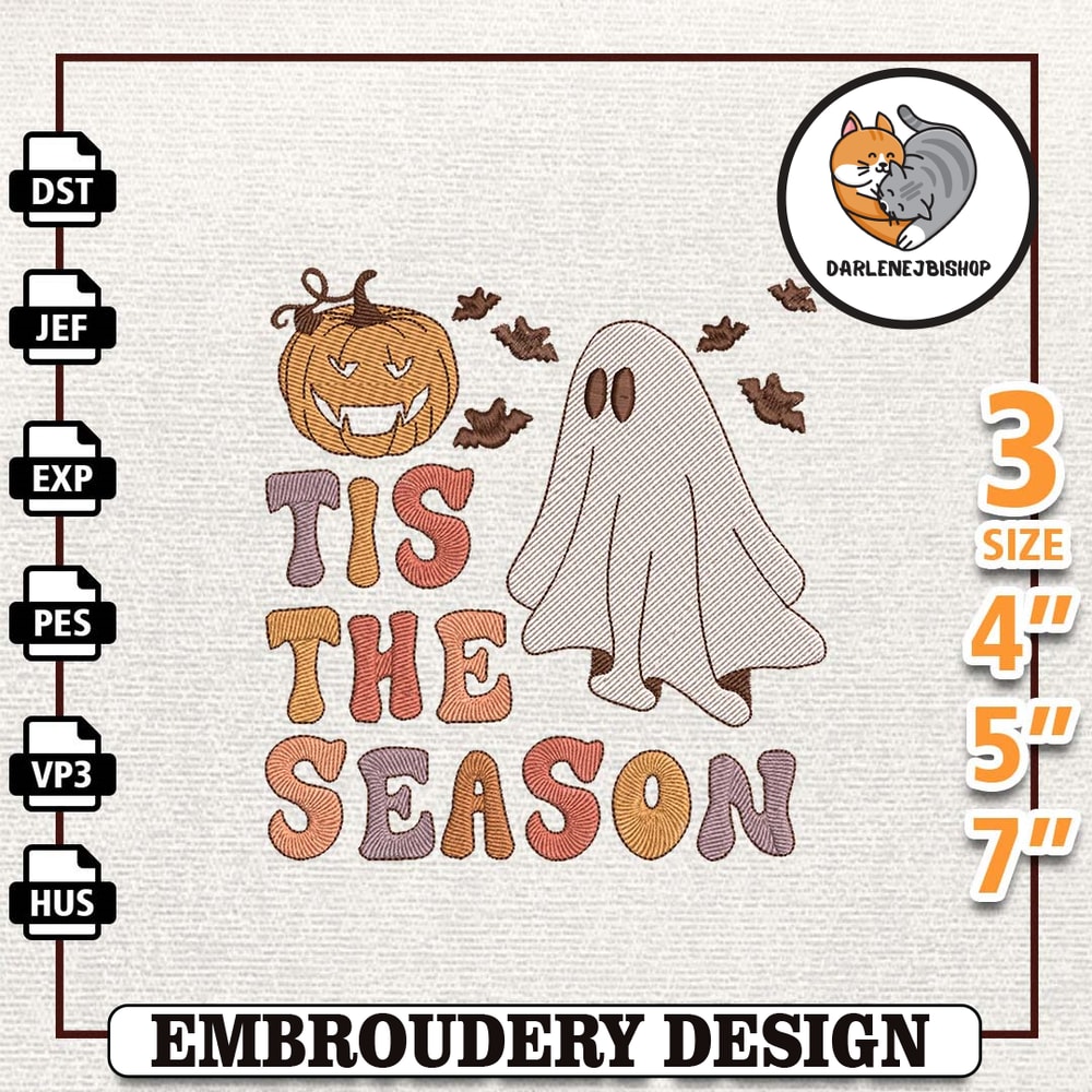 Tis The Season Embroidery Design, Retro Spooky Embroidery, Halloween Embroidery Design, Spooky Season Embroidery, Instan.jpg