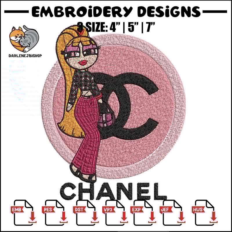 Chanel pink girl Embroidery Design, Chanel Embroidery, Embroidery File, Brand Embroidery, Logo shirt, Digital download.jpg