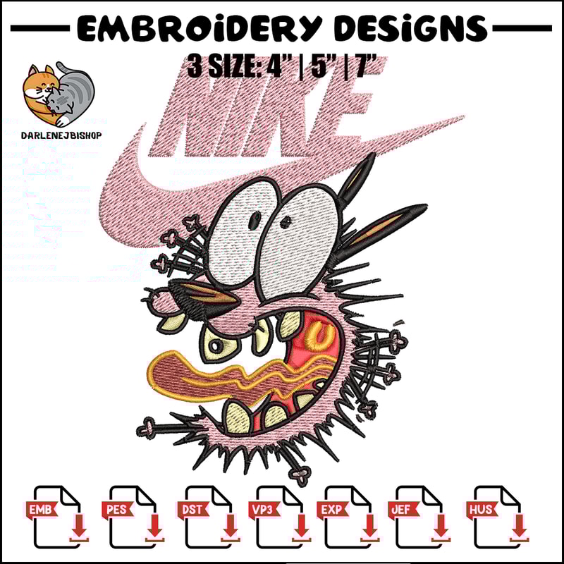 Courage dog Embroidery design, Courage dog Embroidery, Nike design, Embroidery file, cartoon logo. Instant download..jpg