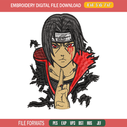 itachi uchiha crow embroidery design, naruto embroidery, embroidery file, anime design, anime shirt, digital download