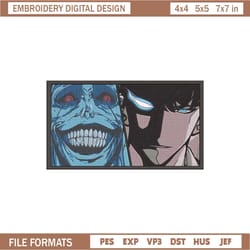 solo leveling embroidery design file, manhva solo leveling anime embroidery design, machine embroidery, anime pes design