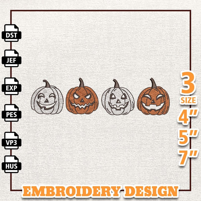 Pumpkin Halloween Embroidery Design, Pumpkin Face Embroidery Design, Scary Pumpkin Embroidery Machine Design, Instant D.jpg