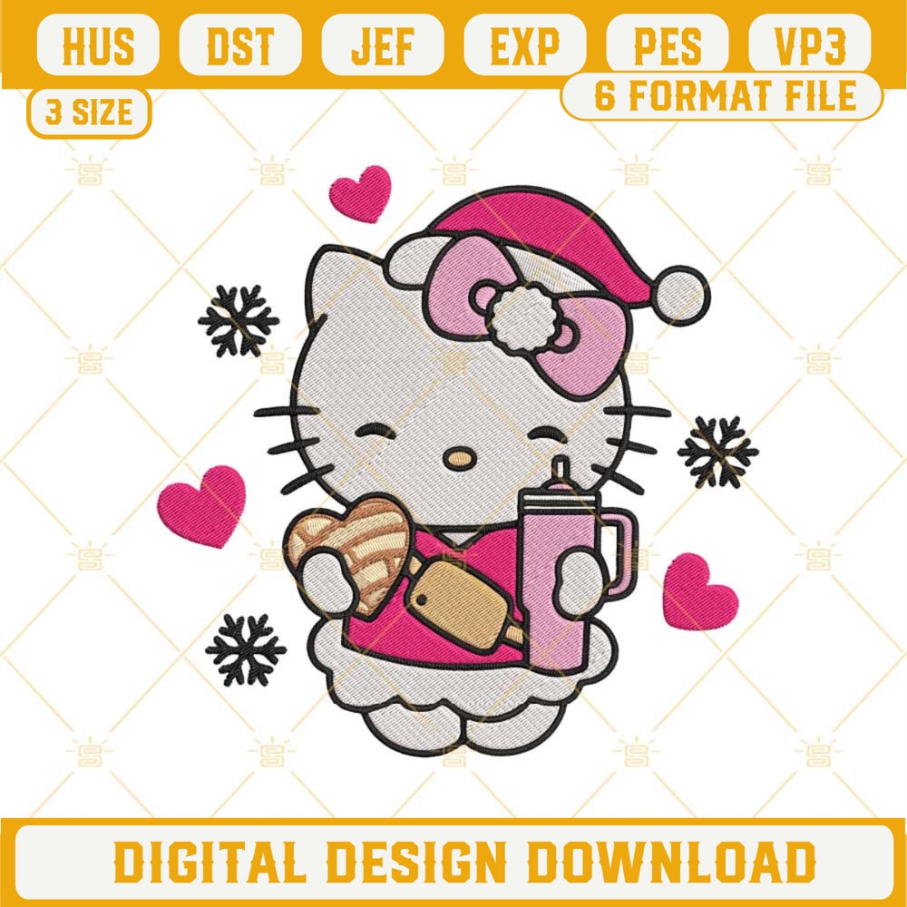 Hello Kitty Tumbler And Concha Cake Christmas Embroidery Design Files.jpg