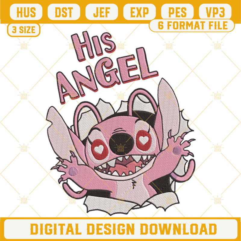 His Angel Embroidery Designs, Stitch And Angel Valentines Day Embroidery Files.jpg