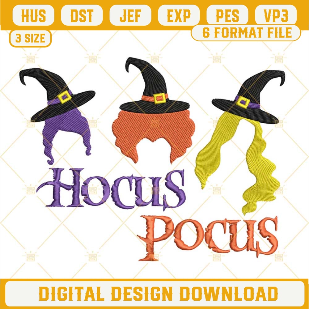 Hocus Pocus Hair Machine Embroidery Designs, Hocus Pocus Embroidery Design File.jpg