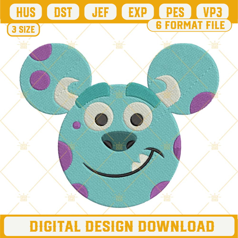 James P Sullivan Embroidery Design, Sulley Monsters Inc Mouse Ears Embroidery Design.jpg