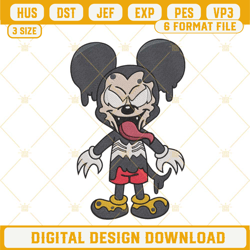 mickey mouse venom machine embroidery design, funny venom disney embroidery file
