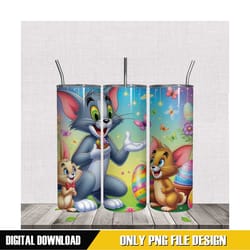bunny cat tom & jerry easter day tumbler wrap png