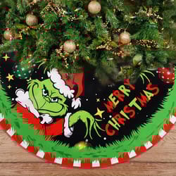 green monster christmas tree skirt, grinch christmas decor, festive atmosphere home decor for indoors and outdoors