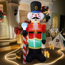 inflatable nutcracker soldier built in led light, christmas decorations for indoor outdoor home yard garden decorations