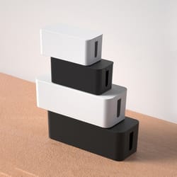 dust charger socket organizer, cable storage box with network bin for power board wire management