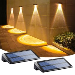 waterproof fence solar lights, 2 pack wall lights for deck, porch, backyard