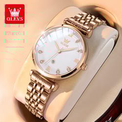 rose waterproof quartz watch for women, original brand fashion ladies watches, date genuine beautiful wristwatch