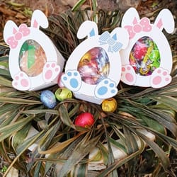 Happy Easter Biscuit Chocolate Packaging Box, Cute Rabbit Ear Paper Candy Boxes