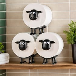 adorable sheep-shaped toilet paper holder, perfect for bathroom decor, freestanding design
